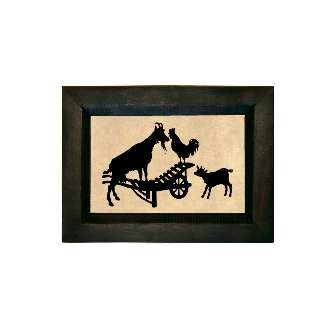 Farm/Pastoral Animals Goat and Rooster Printed Silhouette in ...