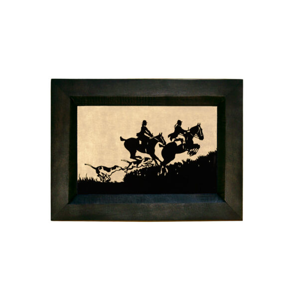 Equestrian/Fox Animals To the Chase Printed Silhouette in Black Frame. A 4 x 6″ Framed to 5-1/2 x 7-1/2″