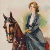 Equestrian Animals Woman on Horse Equestrian Watercolor Victorian 8×10″ Framed Print Behind Glass