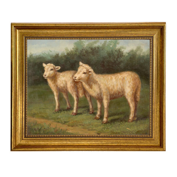 Farm/Pastoral Animals Lost Lambs by Arthur Tait Framed Oil Painting Print on Canvas in Antiqued Gold Frame