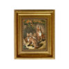 Equestrian/Fox Animals Four Young Foxes Framed Oil Painting Print on Canvas in Antiqued Gold Frame