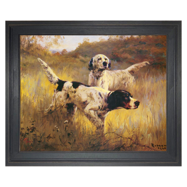 Dogs/Cats Bird hunting English Setters Framed Oil Painting Print on Canvas