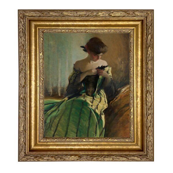 Painting Prints on Canvas Victorian Portrait of a Woman in Black & Green Dress Framed Oil Painting Print on Canvas