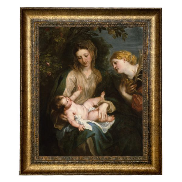 Painting Prints on Canvas Children Virgin Mary and Child with St. Catherine