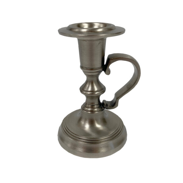 Candles/Lighting Early American 4-1/2″ Pewter-Plated Colonial Chamberstick- Antique Vintage Style
