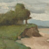 Landscape Landscape Beachside French Landscape Oil Painting Print on Canvas in Thin Gold Frame