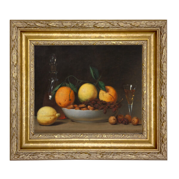 Painting Prints on Canvas Early American Dessert Still Life Framed Oil Painting Print on Canvas in Ornate Gold Wood and Gesso Frame