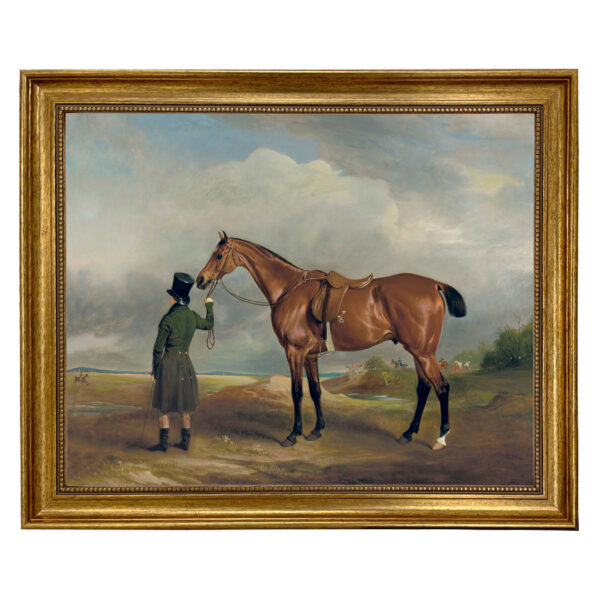 Equestrian/Fox Equestrian Horse and His Groomer Framed Oil Painting Print on Canvas