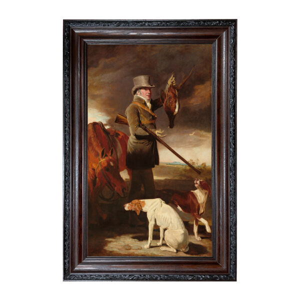 Cabin/Lodge Bird hunting Celebrated Sportsman Framed Oil Painting Print on Canvas in Brown and Black Solid Oak Frame