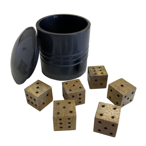 Toys & Games Early American Old-Fasioned Farkle Dice Game in Gray Resin Cup