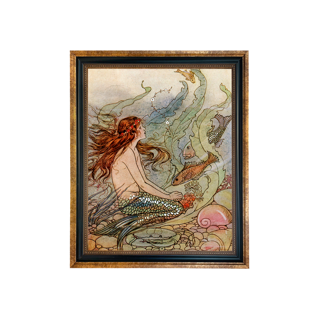 Nautical Nautical Mermaid Wishes Framed Art Deco Print B ...