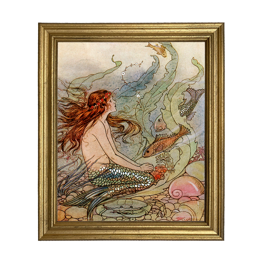 Nautical Nautical Mermaid Wishes Framed Art Deco Print B ...