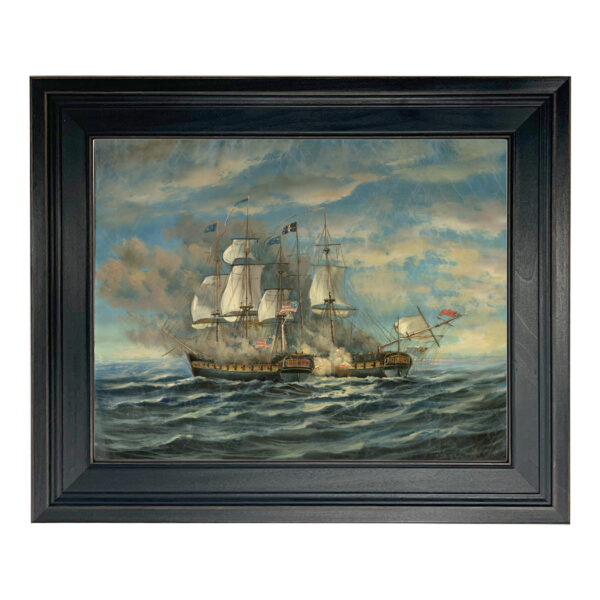 Nautical Bird hunting Battle Between USS Constitution & HMS Guerriere Framed Oil Painting Print on Canvas