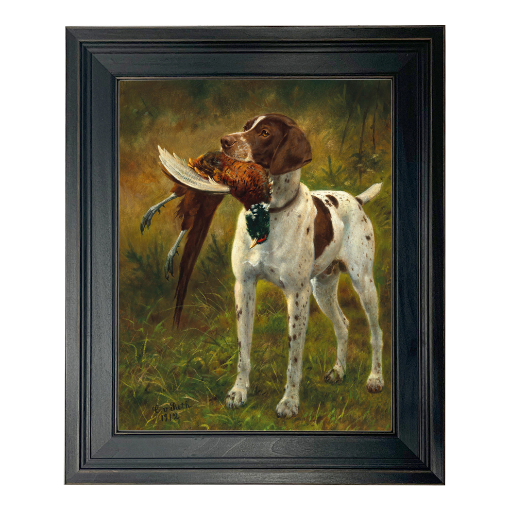Cabin/Lodge Bird hunting English Pointer with Pheasant Framed O ...