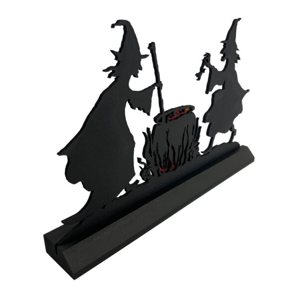 Wooden Silhouettes Halloween Double Trouble Witches Brew Standing Wood Silhouette Halloween Tabletop Ornament Sculpture Decoration