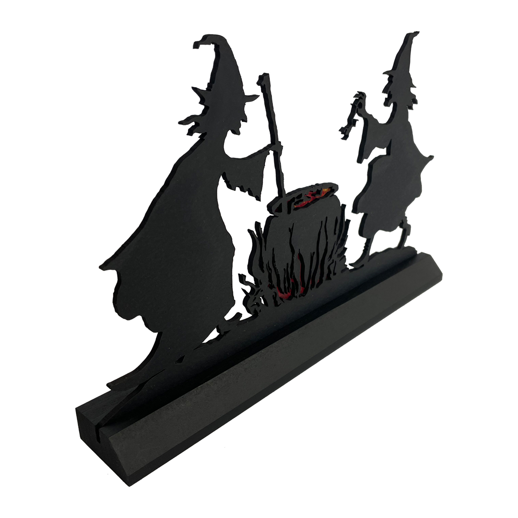 Wooden Silhouettes Halloween Double Trouble Witches Brew Standing W ...