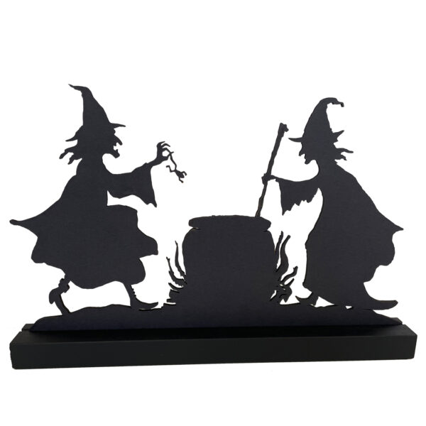 Wooden Silhouettes Halloween Double Trouble Witches Brew Standing Wood Silhouette Halloween Tabletop Ornament Sculpture Decoration
