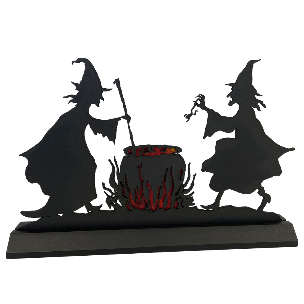 Wooden Silhouettes Halloween Double Trouble Witches Brew Standing W ...