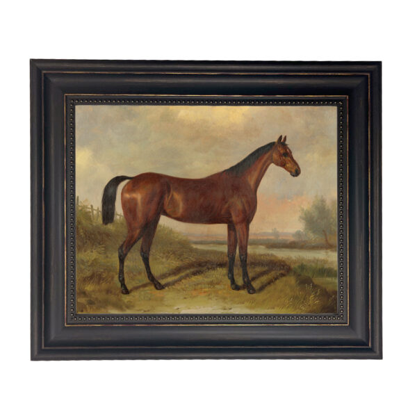 Equestrian/Fox Equestrian Hunter in a Landscape Framed Oil Painting Print on Canvas