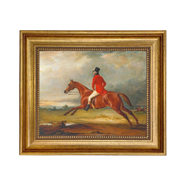 Equestrian/Fox Equestrian Major Healey Wearing Raby Hunt Uniform by John Ferneley Framed Oil Painting Print on Canvas in Antiqued Gold Frame