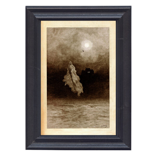 Halloween Halloween The Raven Edgar Allan Poe Framed Illustration Prints- Set of 4