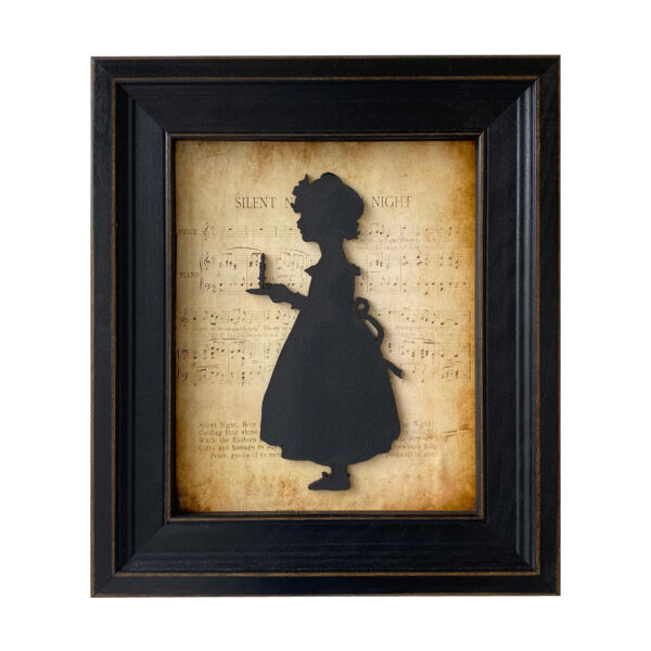 Christmas Christmas Silent Night, Girl with Candle Framed Wood Silhouette