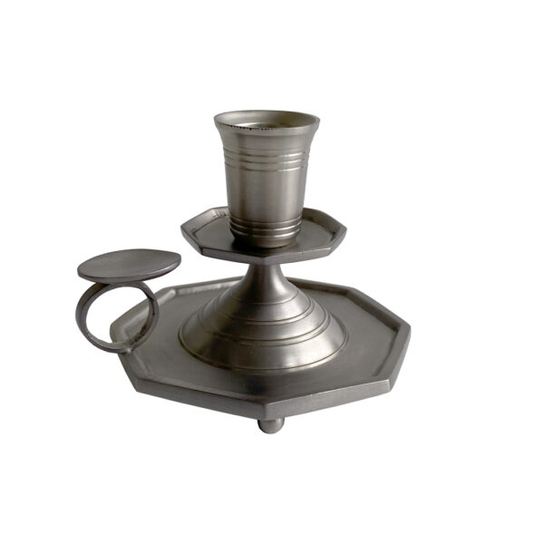 Candles/Lighting Early American 4-3/4″ Pewter Plated Chamberstick- Antique Vintage Style