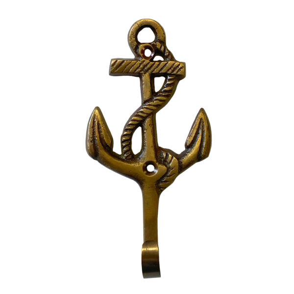 Nautical Decor & Souvenirs Nautical Set of 2 Anchor Hooks, 4-1/4″, Antiqued Brass