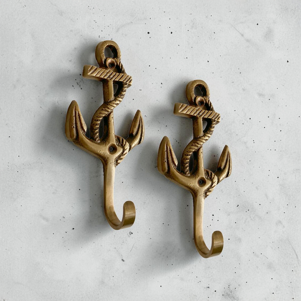 Nautical Decor & Souvenirs Nautical Set of 2 Anchor Hooks, 4-1/4″, A ...