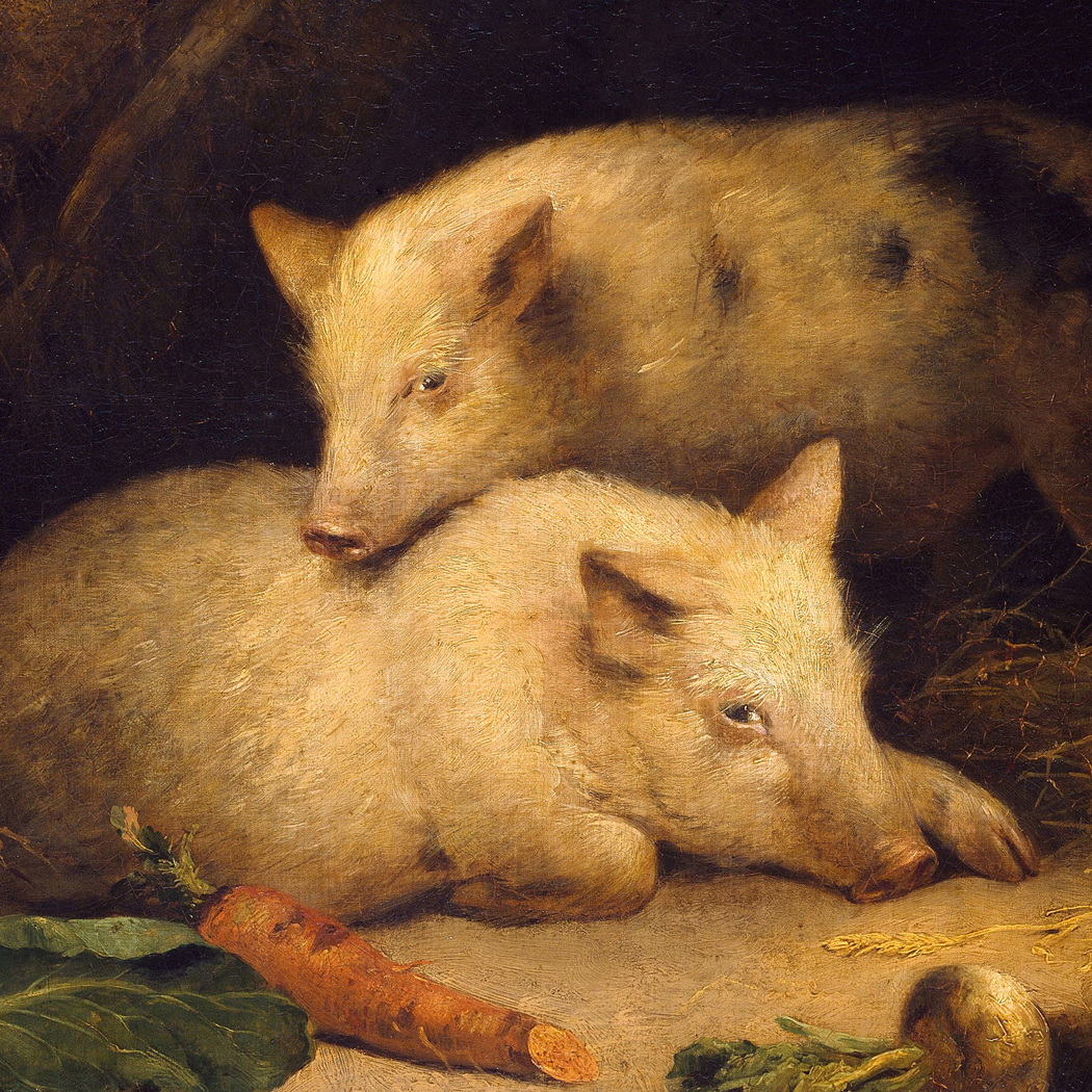 Farm/Pastoral Farm Two Pigs Framed Oil Painting Print on  ...