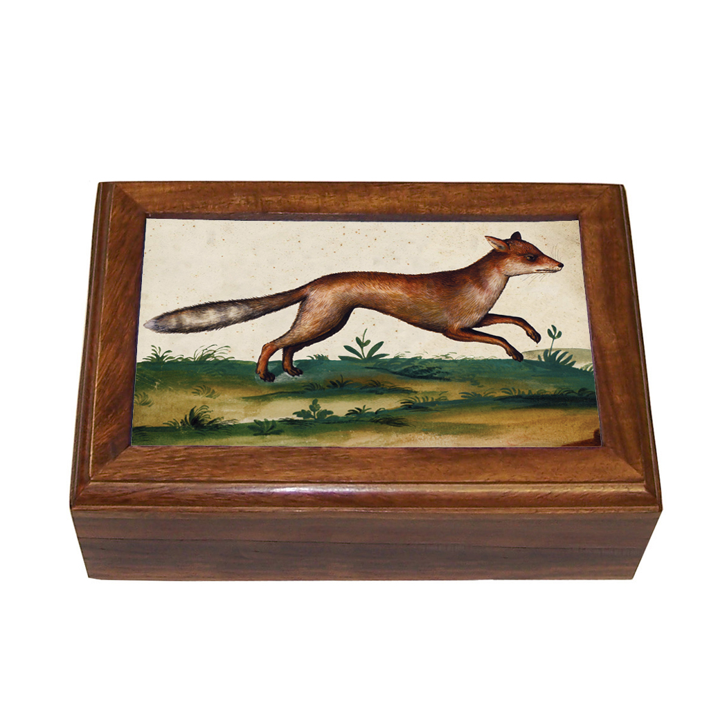 Decorative Boxes Equestrian 6-1/2″ Watercolor Fox Framed Pri ...