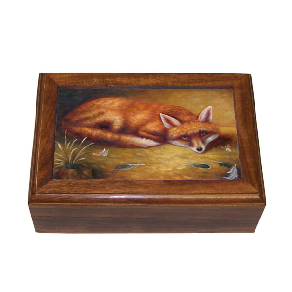 Decorative Boxes Equestrian 6-1/2″ Fox’s Meal Framed Print Wood Trinket or Jewelry Box