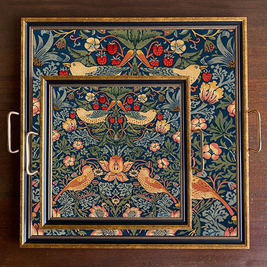 Trays & Barware Botanical/Zoological William Morris Strawberry Thief Decorative Tray with Brass Handles