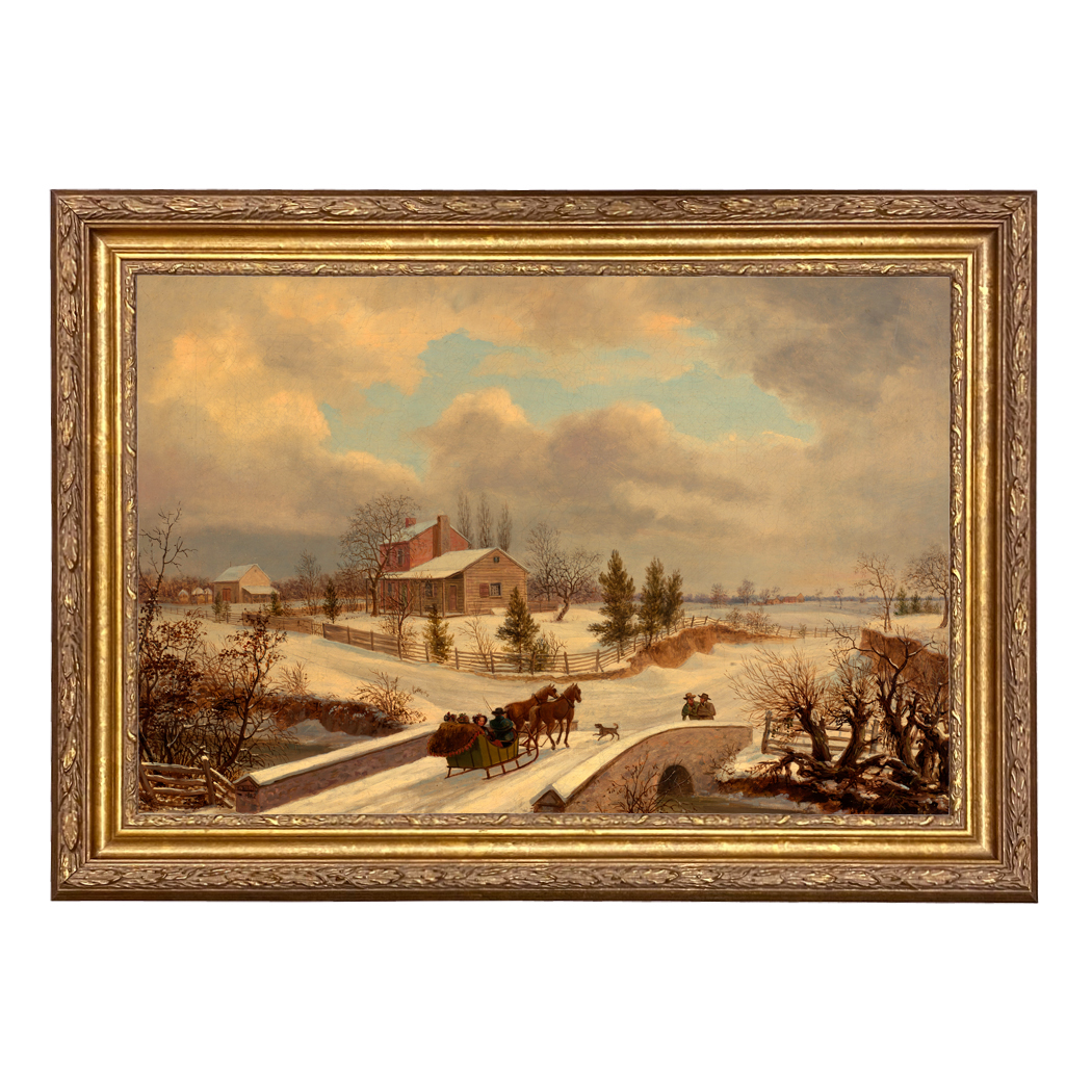 Landscape Landscape Winter Landscape Scene Framed Oil Painting Print on Canvas