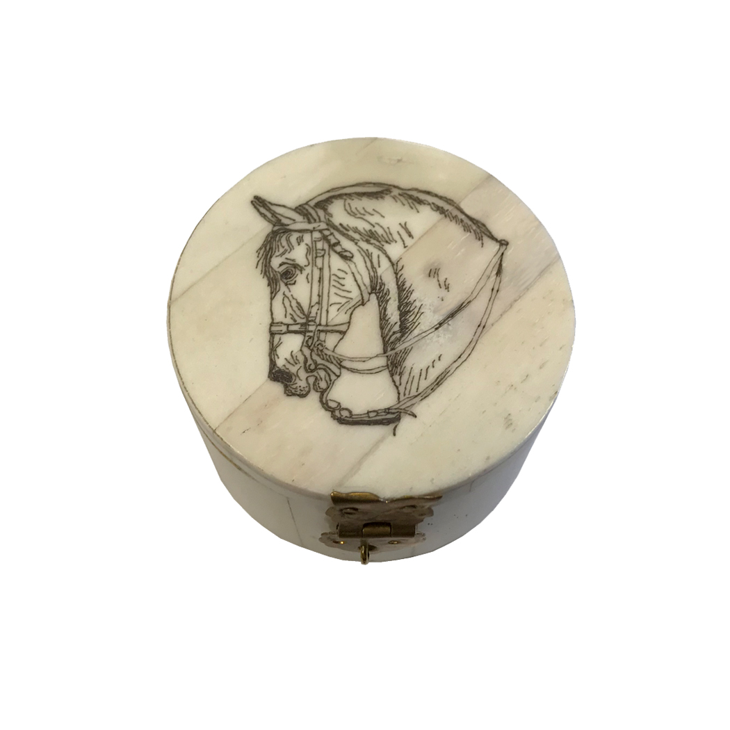 Decorative Boxes Equestrian 2-1/4″ Horse Head Engraved Round ...