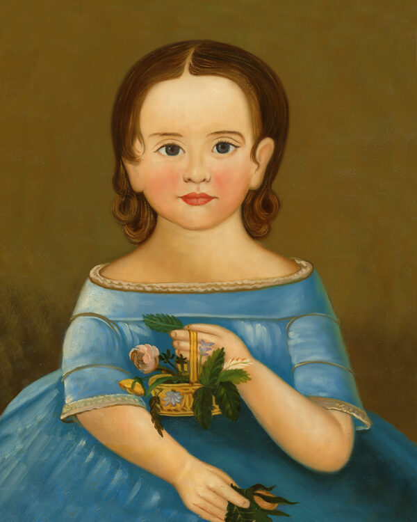 Painting Prints on Canvas Children Girl in Blue Dress Framed Oil Painting Print on Canvas