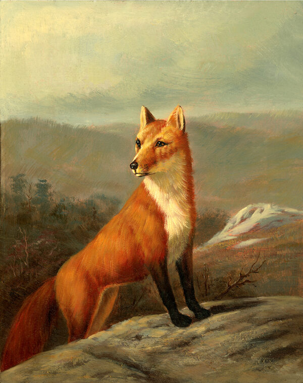 Equestrian/Fox Equestrian Red Fox Framed Oil Painting Print on Canvas