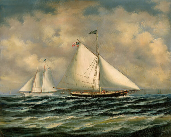 Nautical Nautical Sloop Maria Racing the America by Buttersworth Oil Painting Print on Canvas