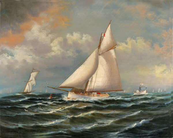 Nautical Nautical The Puritan Leading Genesta Framed Oil Painting Print on Canvas