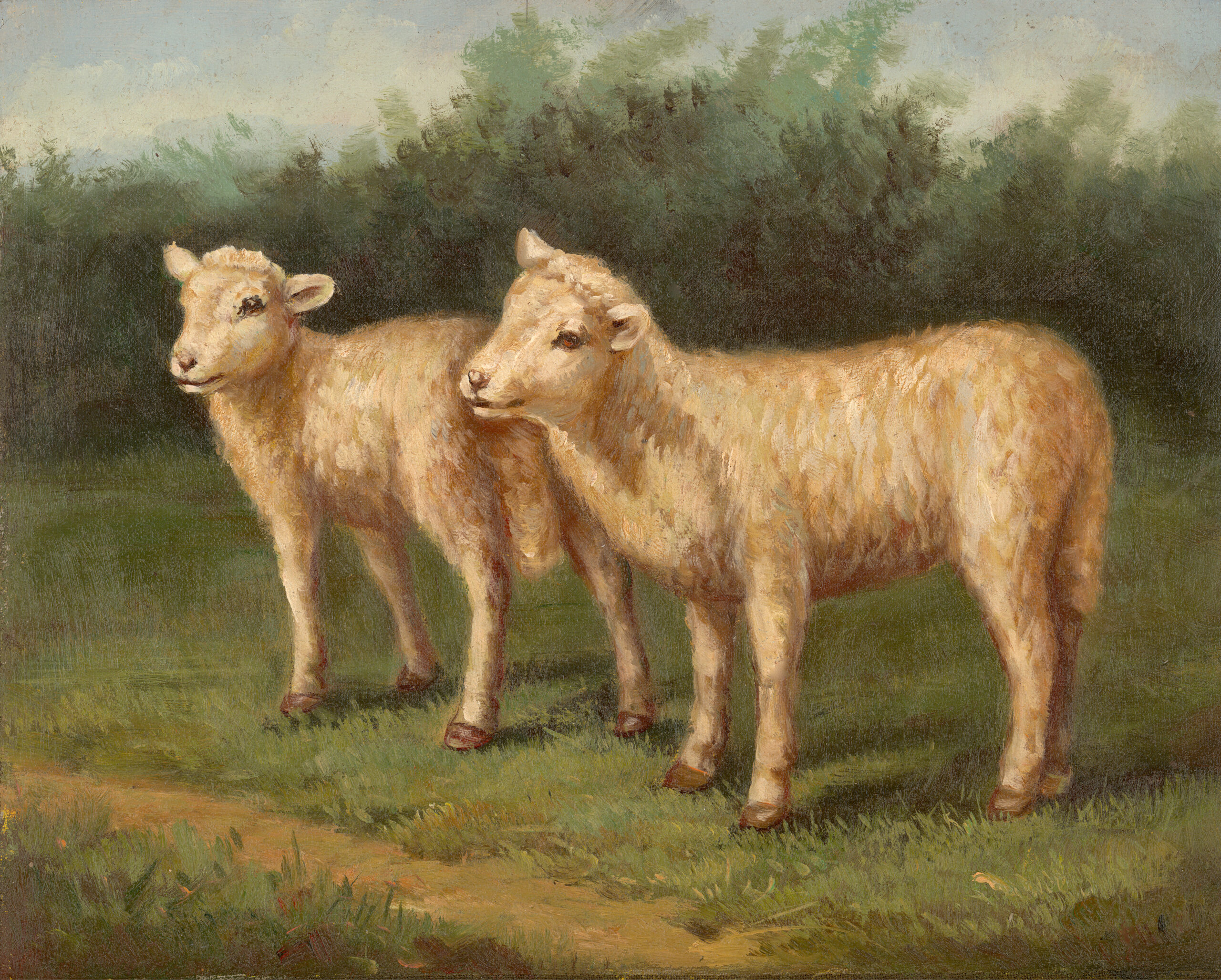 Farm/Pastoral Animals Lost Lambs by Arthur Tait Framed Oil P ...