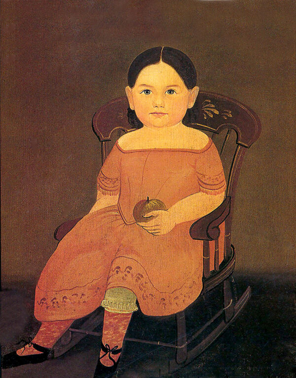 Painting Prints on Canvas Early American Girl on Rocker Framed Oil Painting Print on Canvas