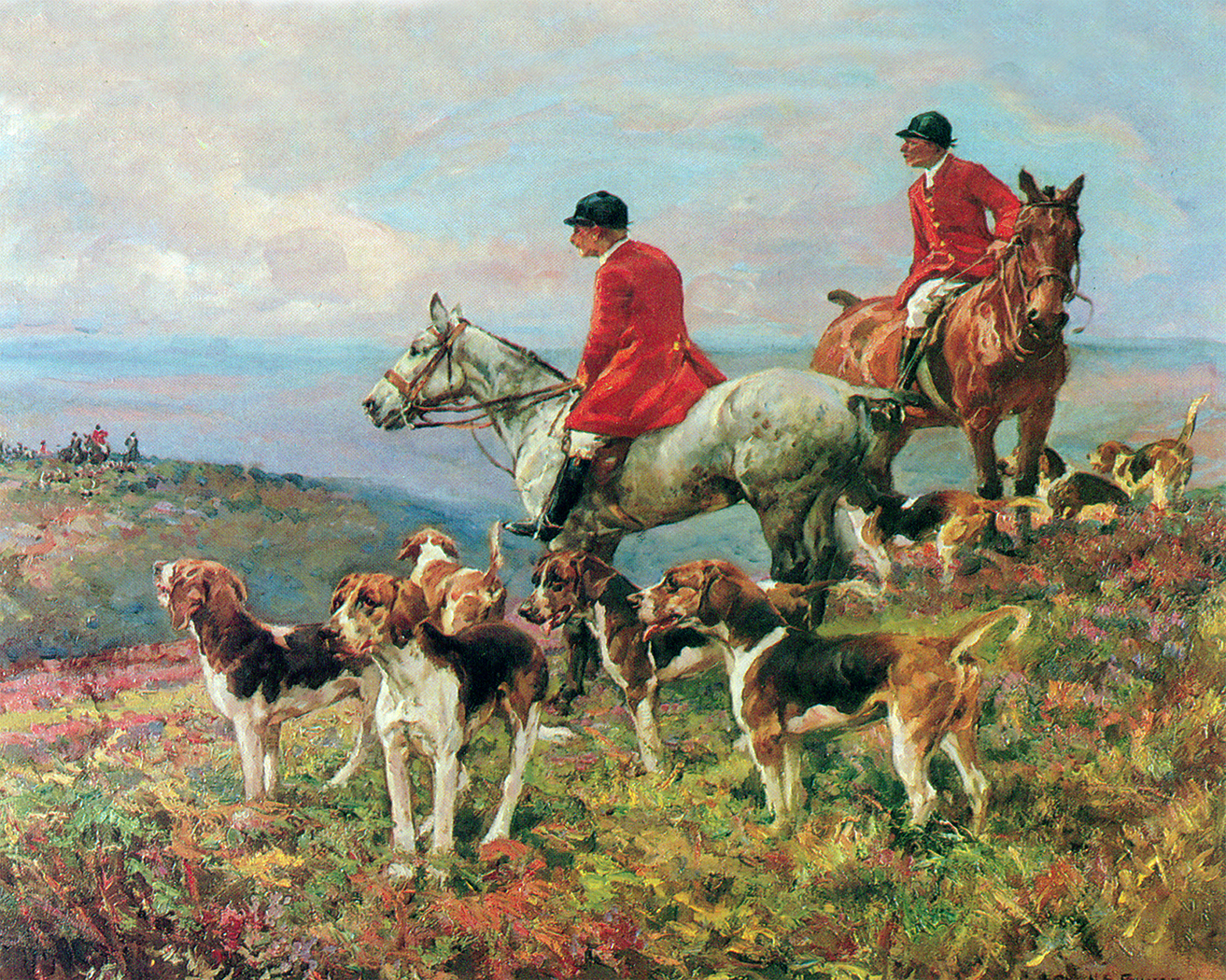 Equestrian/Fox Equestrian Hunting Scene (c. 1908) Oil Painting Print Reproduction On Canvas