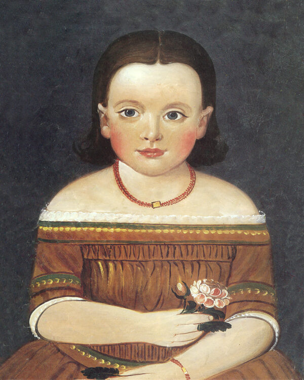 Painting Prints on Canvas Early American Girl in Brown Dress Framed Oil Painting Print on Canvas