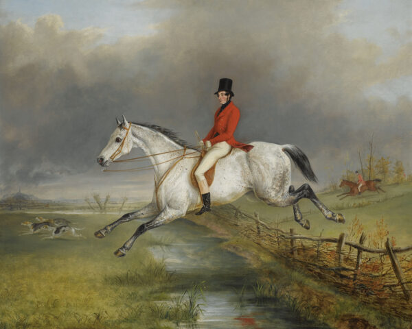 Equestrian/Fox Equestrian Sir Arnold on Hunter Framed Oil Painting Print on Canvas