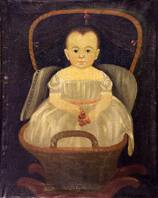 Painting Prints on Canvas Early American Baby in Cradle Framed Oil Painting Print on Canvas