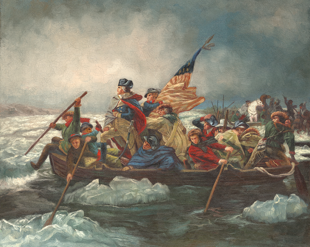 Painting Prints on Canvas Early American George Washington Crossing Delaware Fr ...