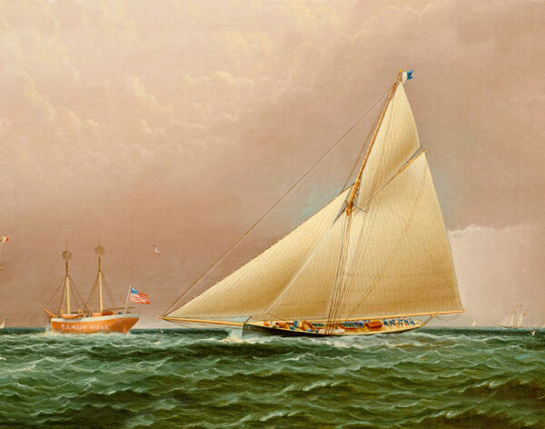 Nautical Nautical Rounding Sandy Hook Lightship Oil Painting Print on Canvas