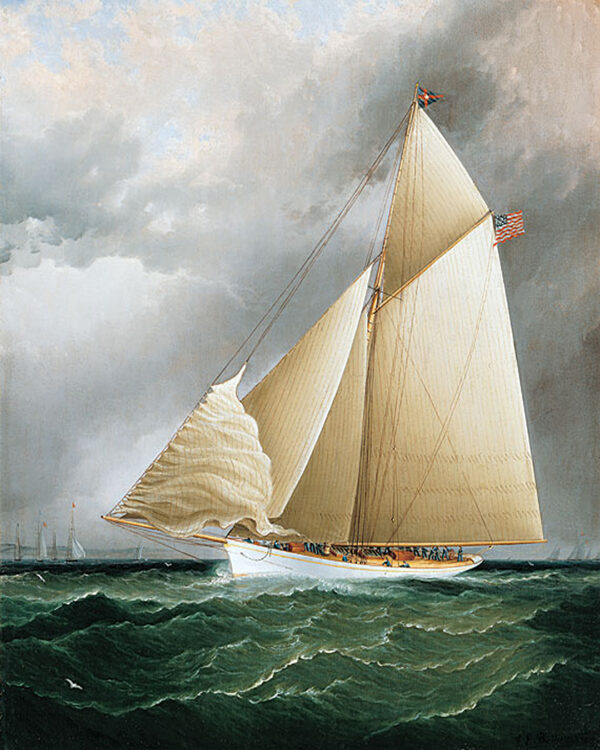 Nautical Nautical Racing Sloop Framed Oil Painting Print on Canvas