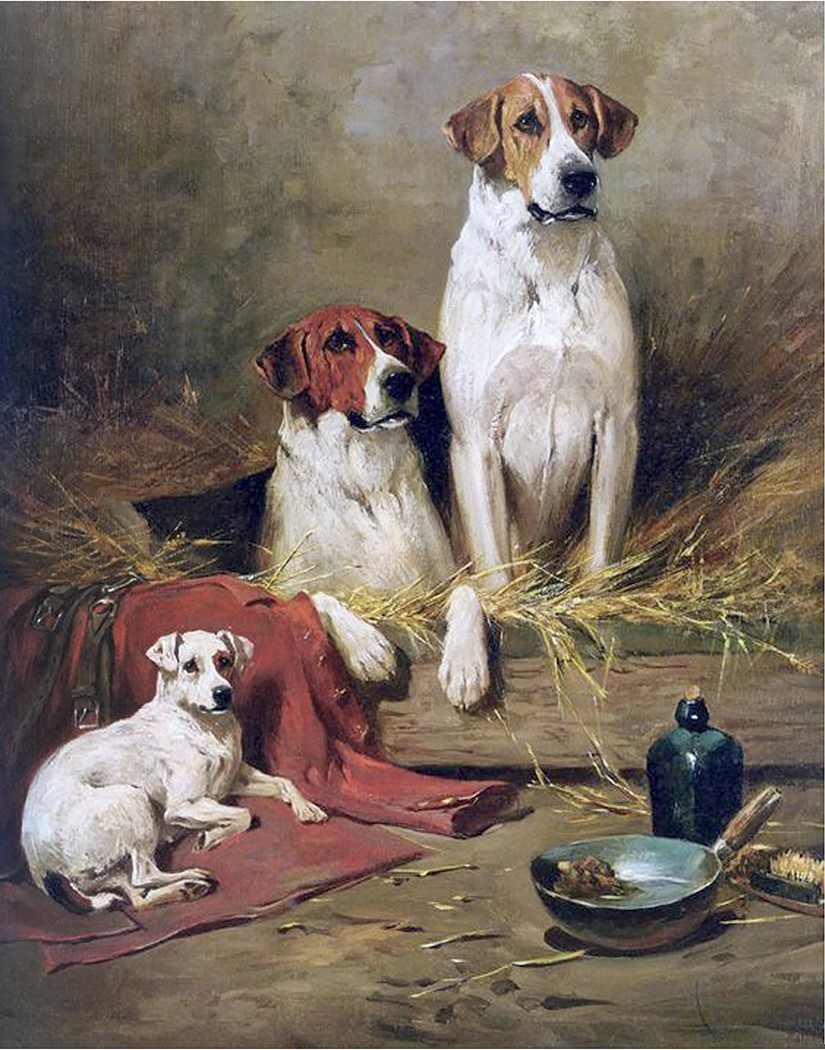 Cabin/Lodge Dogs Three Hounds Framed Oil Painting Print ...