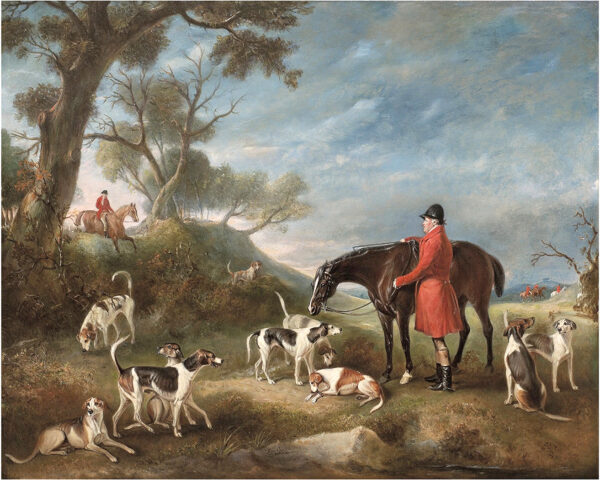 Equestrian/Fox Equestrian The Burton Hunt Framed Oil Painting Print on Canvas